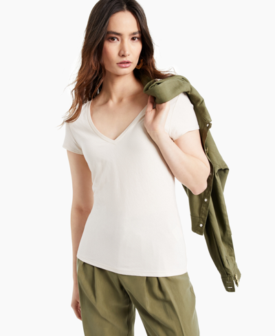 Inc International Concepts Stud-detail Cotton T-shirt, Created For Macy's In Bright White