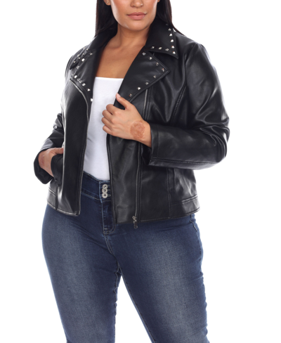 White Mark Plus Size Faux Leather Jacket In Black
