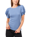 1.state Puff Sleeve Rib Knit T-shirt In Porcelain Blue