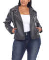 White Mark Plus Size Faux Leather Jacket In Gray