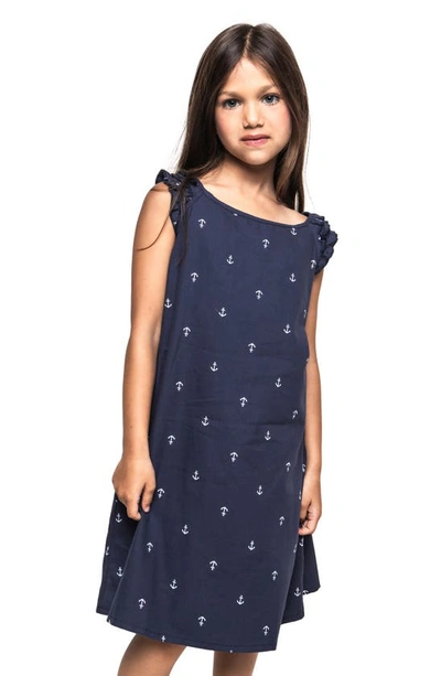 Petite Plume Girls' Portsmouth Anchors Amelie Nightgown - Baby, Little Kid, Big Kid In Navy