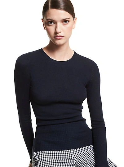 Michael Kors Hutton Featherweight Cashmere Sweater In Midnight