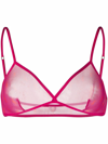 Saint Laurent Ysl-monogram Jersey-mesh Triangle Bra In Violet
