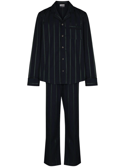 Schiesser Alfred Striped Cotton Pyjama Set In Blue