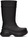 Balenciaga Black Crocs Edition Rubber Boots In 1000 Black