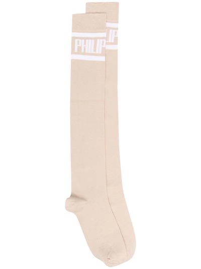 Philipp Plein Logo-print Socks In Neutrals