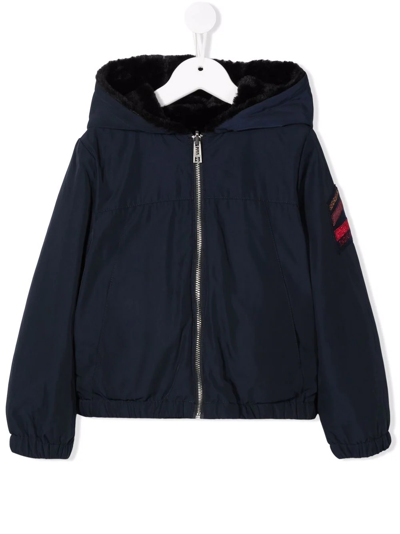 Zadig & Voltaire Kids' Maddy Reversible Hooded Jacket In Blue