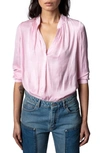 Zadig & Voltaire Tink Relaxed-fit Satin Shirt In Dragee