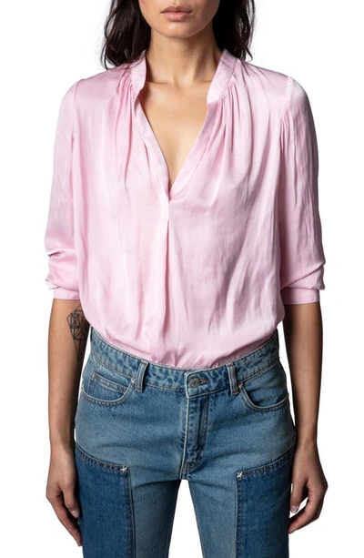 Zadig & Voltaire Tink Relaxed-fit Satin Shirt In Dragee