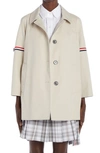 THOM BROWNE ARMBAND WATERPROOF TWILL CROP CAR COAT