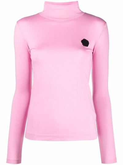 Viktor & Rolf Signature Seal Turtleneck Top In Rosa