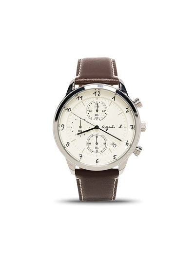 Agnès B. Round-face Quartz 37.5mm In Brown