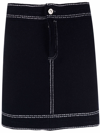 BARRIE CONTRAST-STITCHING DENIM MINI SKIRT