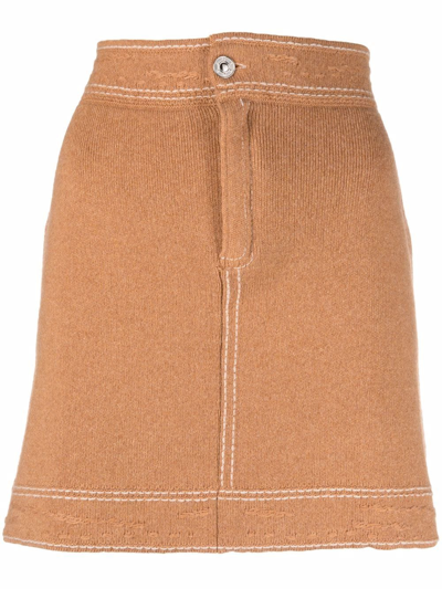 Barrie Cashmere-blend Mid-rise Skirt In Nude