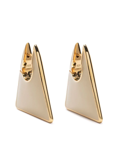 Bottega Veneta Enamel Geometric Earrings In Gold