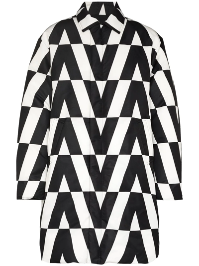 Valentino Optical V Oversized Padded Coat In Black