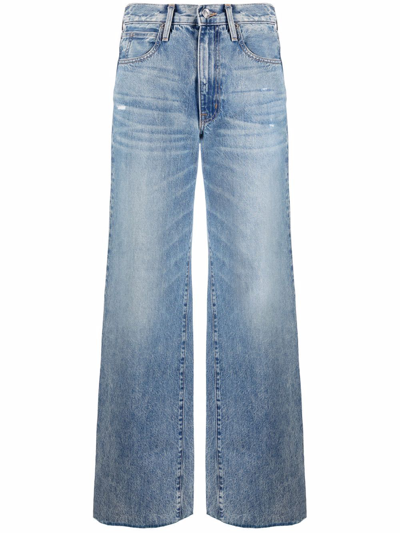 Slvrlake Grace Frayed Wide-leg Jeans In Blau