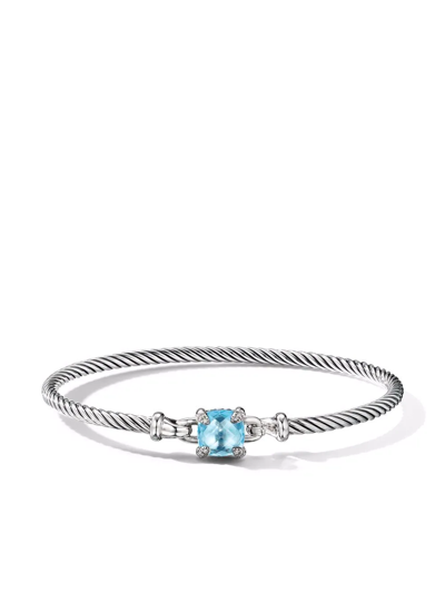 David Yurman Sterling Silver Chatelaine Topaz And Diamond Bracelet