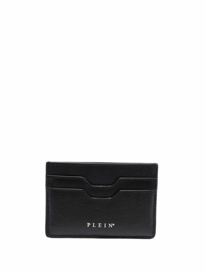 Philipp Plein Engraved-logo Leather Cardholder In Schwarz