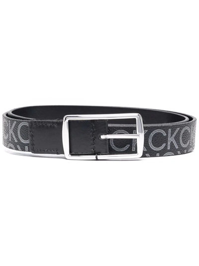 Calvin Klein Reversible Logo-print Belt In Schwarz