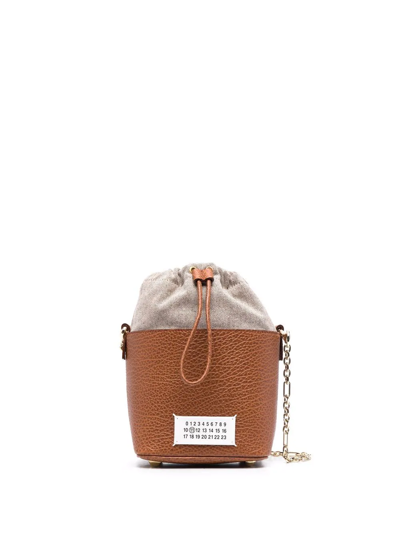 Maison Margiela Logo Patch Bucket Bag In Braun