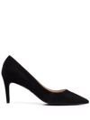 Stuart Weitzman Pointed-toe 75mm Leather Pumps In Black