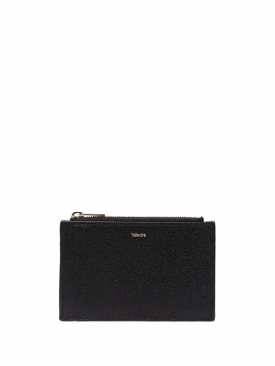 Valextra Zip-up Leather Wallet In Schwarz