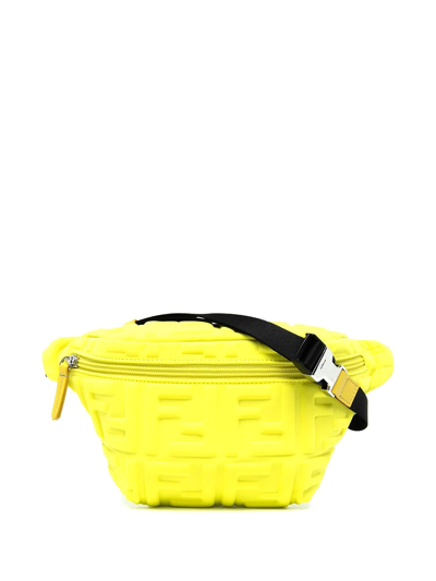 Fendi Embossed-logo Crossbody Bag In Yellow