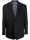 Valentino Single-breasted Virgin Wool-blend Blazer In Schwarz