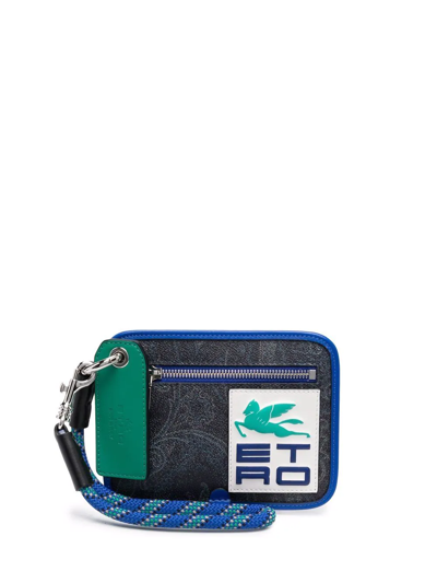 Etro Logo-patch Wallet In Blau