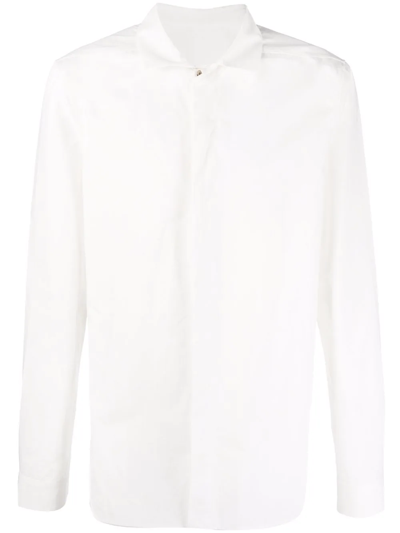 Rick Owens Plain Long-sleeve Shirt In Weiss