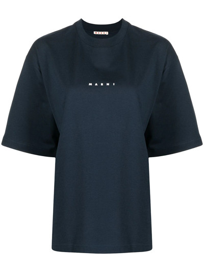 Marni Logo-print Short-sleeve T-shirt In Blau