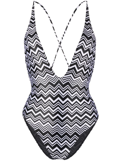 Missoni Zigzag-print Swimsuit In Schwarz