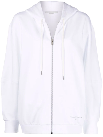 Stella Mccartney Logo Plaque Drawstring Hoodie In Weiss