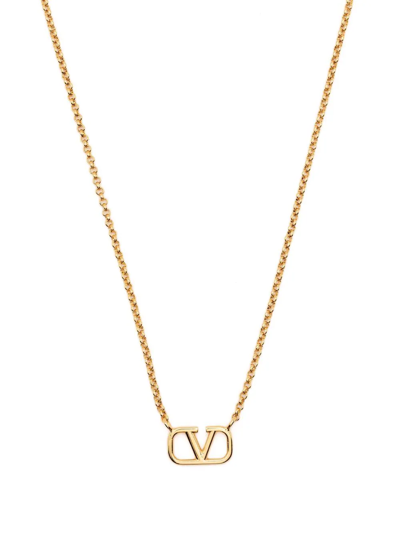 Valentino Garavani V Logo Signature Long Chain Necklace In Gold