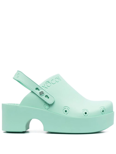 Xocoi Debossed-logo Slingback Sandals In Green