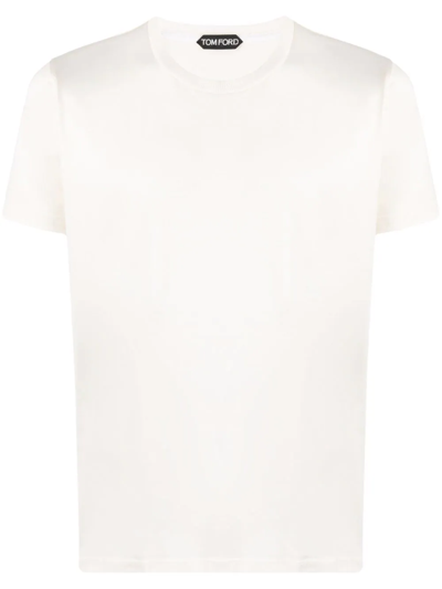 Tom Ford Cotton Jersey Crewneck T-shirt In Nude & Neutrals