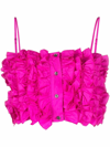 Msgm Cropped Ruffled Top In Fuxia