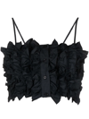Msgm Cropped Top With Ruches In Black