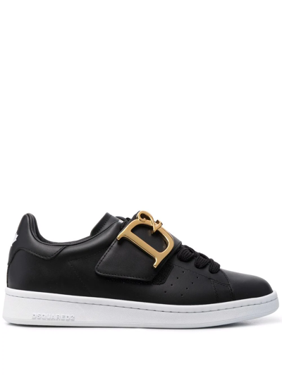 Dsquared2 Logo-plaque Touch-strap Sneakers In Schwarz