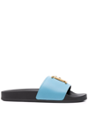 Dsquared2 Logo-plaque Open-toe Slides In Blau