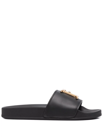 DSQUARED2 LOGO-PLAQUE OPEN-TOE SLIDES