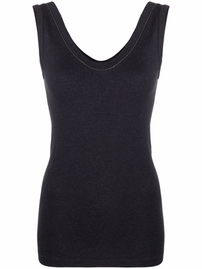 Brunello Cucinelli Scoop-neck Sleeveless Top In Grau