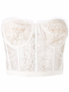 Alexander Mcqueen Floral Lace Corset Top In Weiss