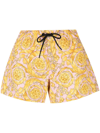 Versace Baroque-print Drawstring Shorts In Gelb