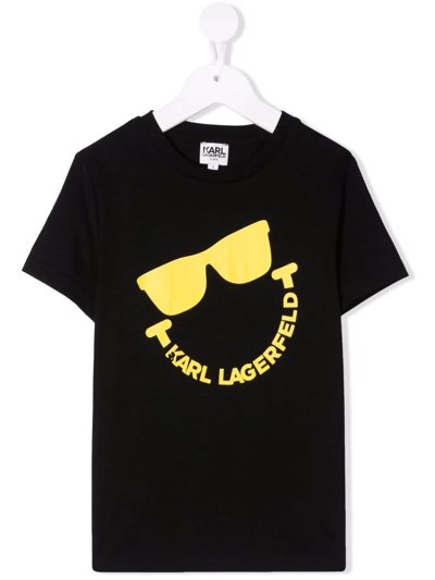 Karl Lagerfeld Kids' Logo-print Organic Cotton T-shirt In Black