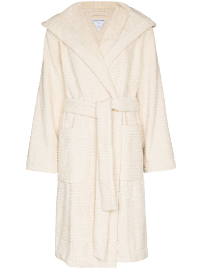 Bottega Veneta Intrecciato Belted-waist Dressing Gown In Neutrals