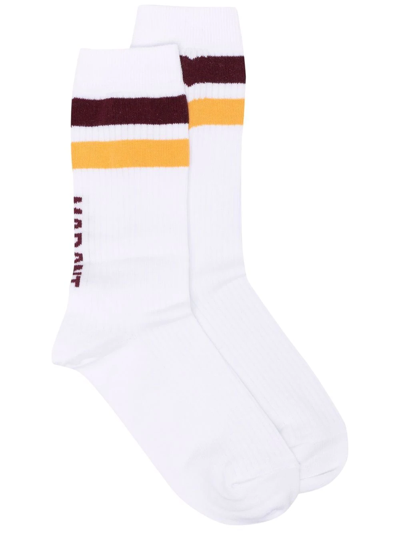 Isabel Marant Embroidered Logo Socks In White