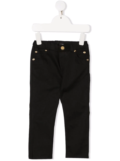 Balmain Babies' Logo-embossed Straight Fit Jeans In Black