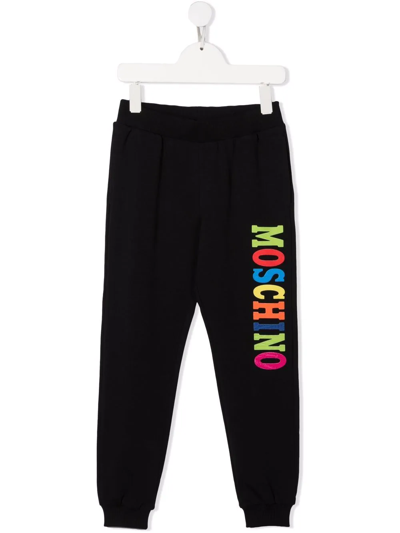 Moschino Kids' Logo-print Track Trousers In Black